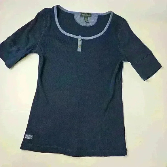 Lauren Ralph Lauren Navy Blue Knit Henley Size Large - Picture 4 of 6